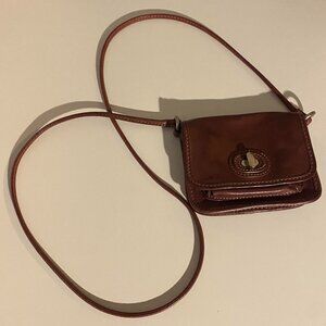 Fossil Burgundy Leather Small Turn Clasp Cross Body Bag